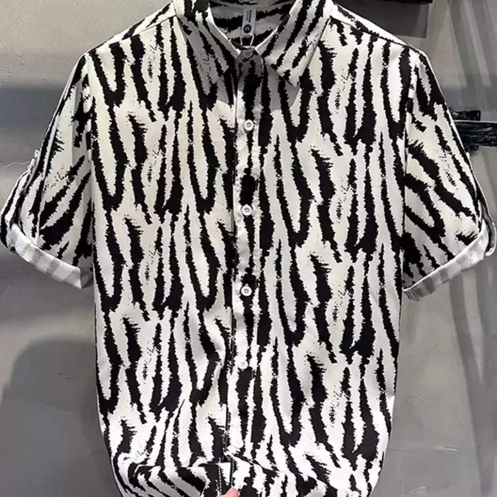 Zebra Print Casual Button Down Shirt